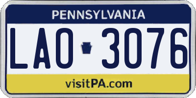 PA license plate LAO3076