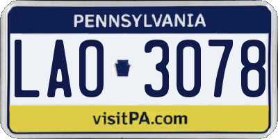 PA license plate LAO3078