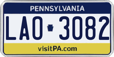 PA license plate LAO3082