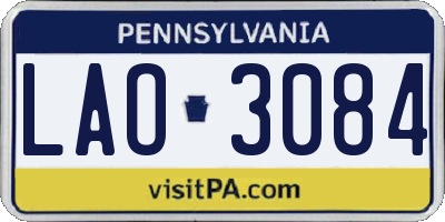 PA license plate LAO3084