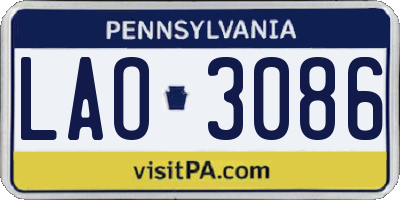 PA license plate LAO3086
