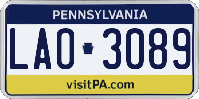 PA license plate LAO3089