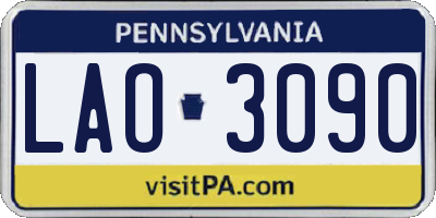 PA license plate LAO3090