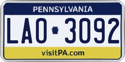 PA license plate LAO3092