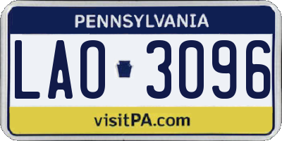 PA license plate LAO3096