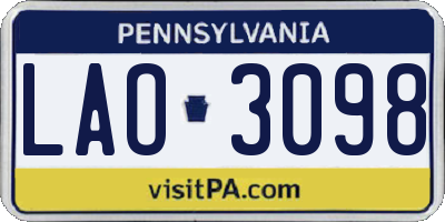 PA license plate LAO3098