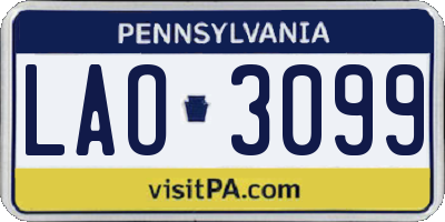 PA license plate LAO3099