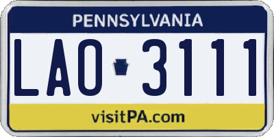PA license plate LAO3111