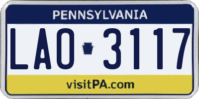PA license plate LAO3117