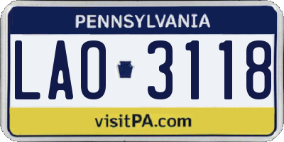 PA license plate LAO3118