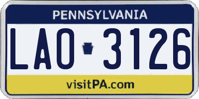 PA license plate LAO3126