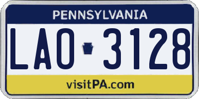 PA license plate LAO3128