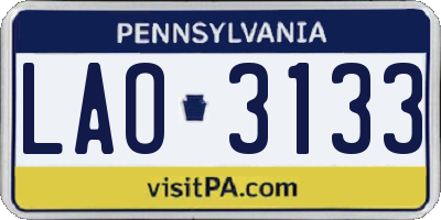 PA license plate LAO3133
