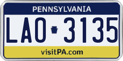 PA license plate LAO3135