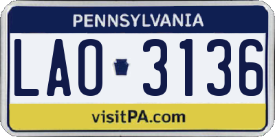 PA license plate LAO3136