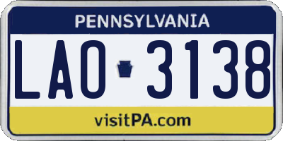 PA license plate LAO3138