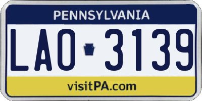 PA license plate LAO3139