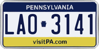 PA license plate LAO3141