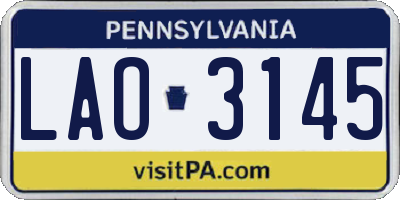 PA license plate LAO3145