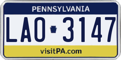 PA license plate LAO3147