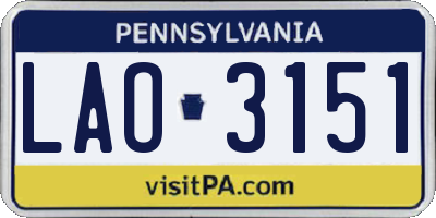 PA license plate LAO3151