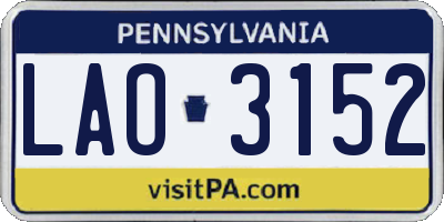 PA license plate LAO3152