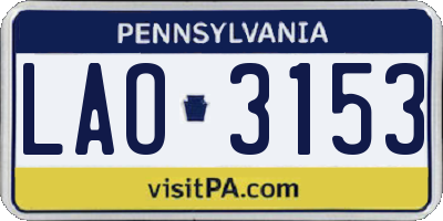 PA license plate LAO3153