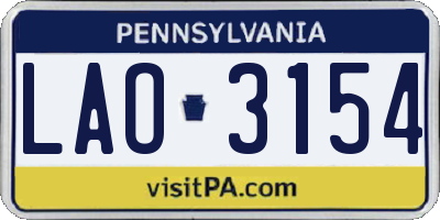 PA license plate LAO3154