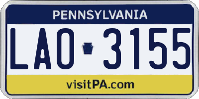 PA license plate LAO3155