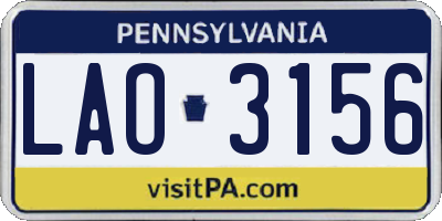 PA license plate LAO3156