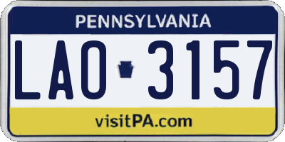 PA license plate LAO3157