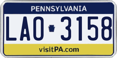 PA license plate LAO3158
