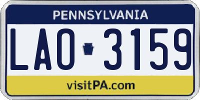 PA license plate LAO3159