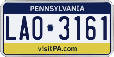 PA license plate LAO3161