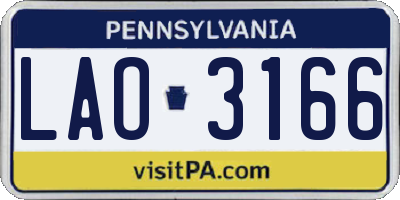 PA license plate LAO3166