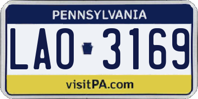 PA license plate LAO3169