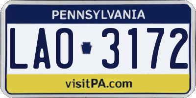 PA license plate LAO3172