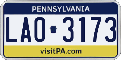 PA license plate LAO3173