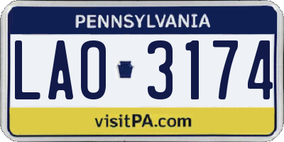 PA license plate LAO3174