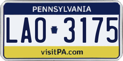 PA license plate LAO3175