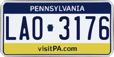 PA license plate LAO3176