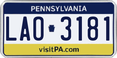 PA license plate LAO3181