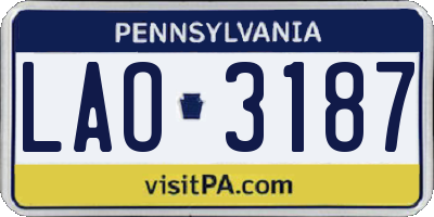 PA license plate LAO3187