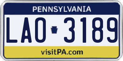 PA license plate LAO3189