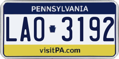 PA license plate LAO3192