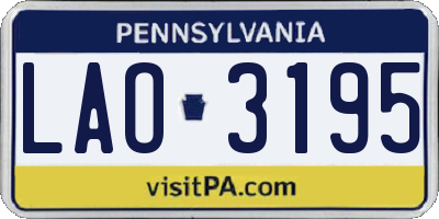 PA license plate LAO3195