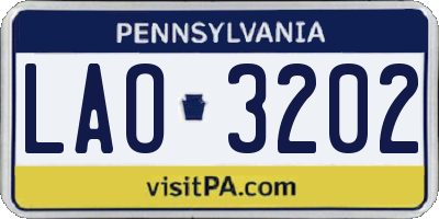 PA license plate LAO3202