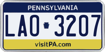 PA license plate LAO3207