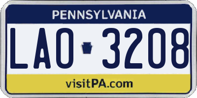 PA license plate LAO3208