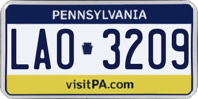PA license plate LAO3209